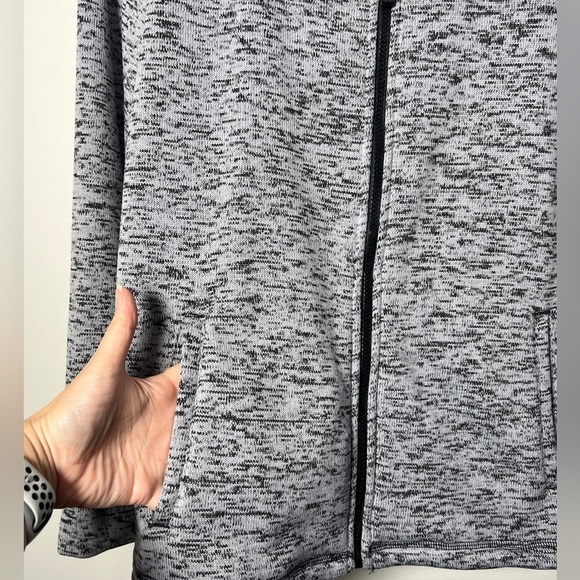 Calvin Klein Performance Full Zip Sweater Thumbholes Black Grey Warm - Picture 3 of 11